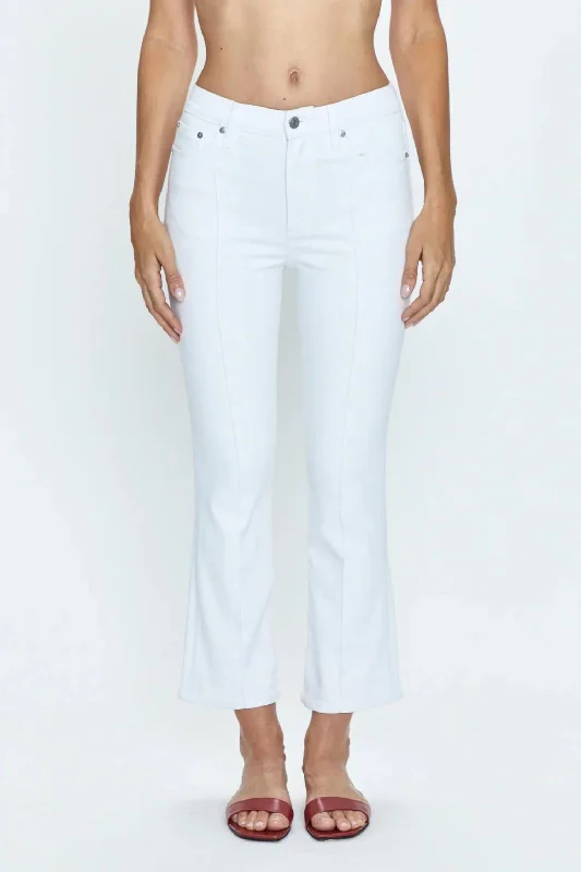 embroidered pants detailed -Lennon High Rise Boot Jeans In Le Blanc