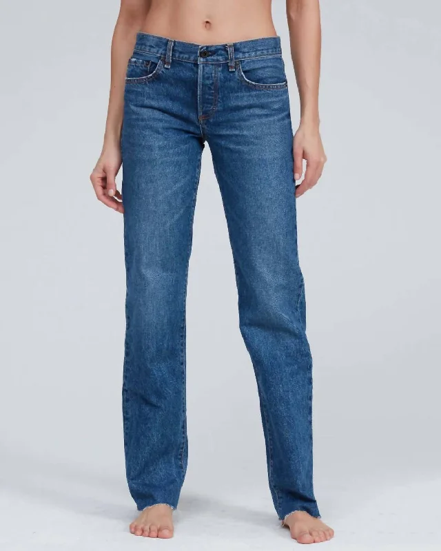 pants for road trips -Long Low Rise Straight Jean In Sundowner