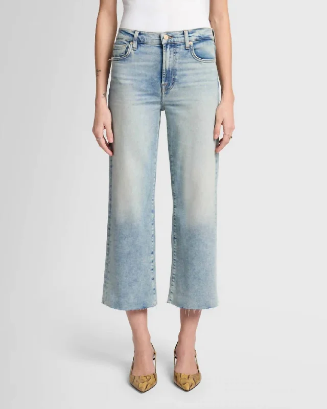 beach pants relaxed -Luxe Vintage Cropped Alexa Jeans In Desert Sky