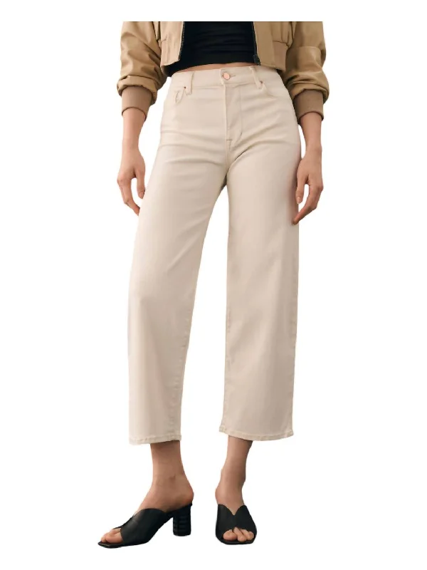 grunge pants 90s -Malibu High Rise Crop Jeans In Ecru