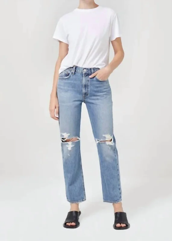 cargo pocket pants utility -Mia Mid Rise Straight Jean In Rule