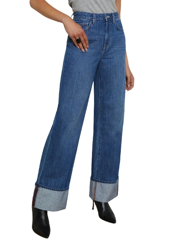 pants for fitness -Miley Leg Cuff Denim Jeans In Lampson