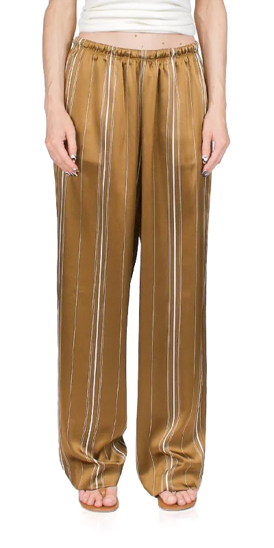 pants for cropped -Multi Stripe Satin Pants In Nile