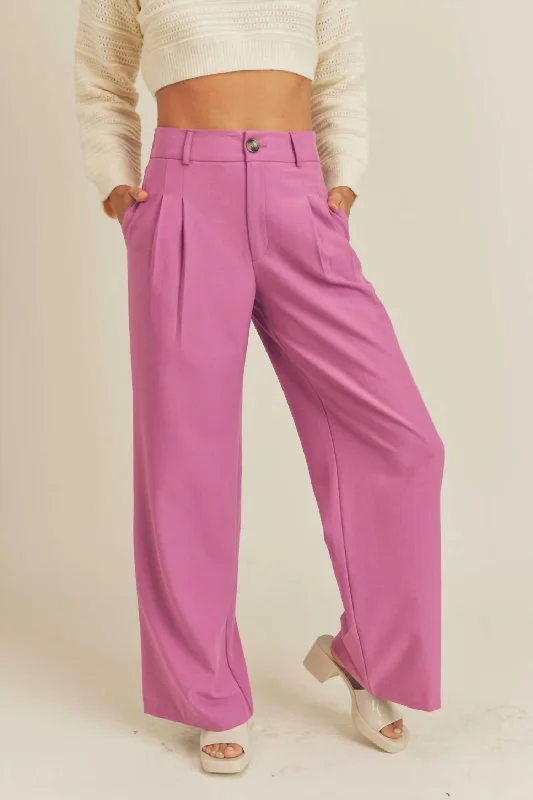 rose gold pants chic -My Best Effort Wide Leg Trousers In Orchid