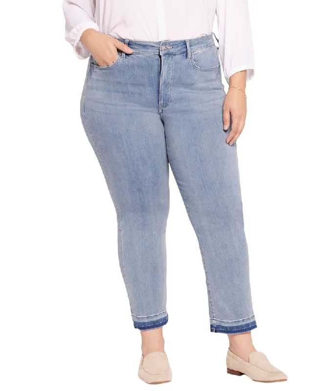 gray pants neutral -NYDJ Plus Marilyn Crystalline High-Rise Straight Leg Jean