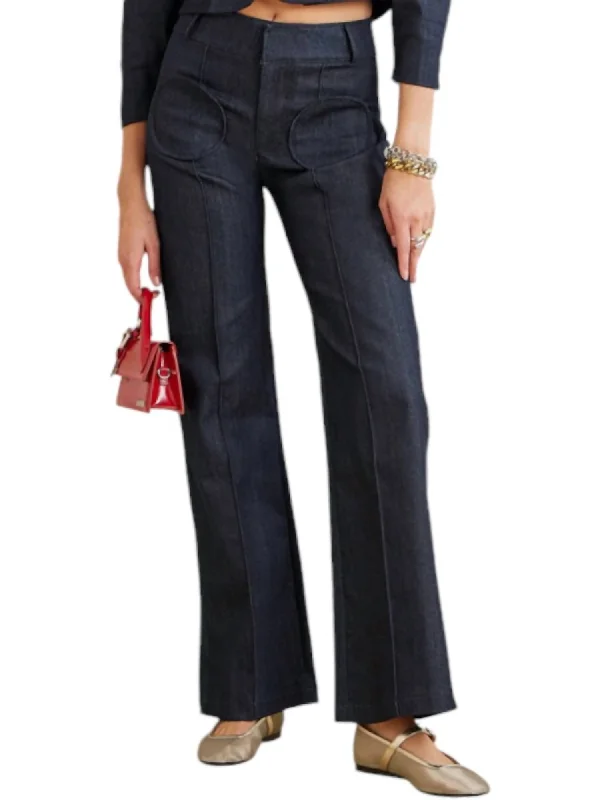 club pants trendy -Olafur Denim Pants In Dark Blue