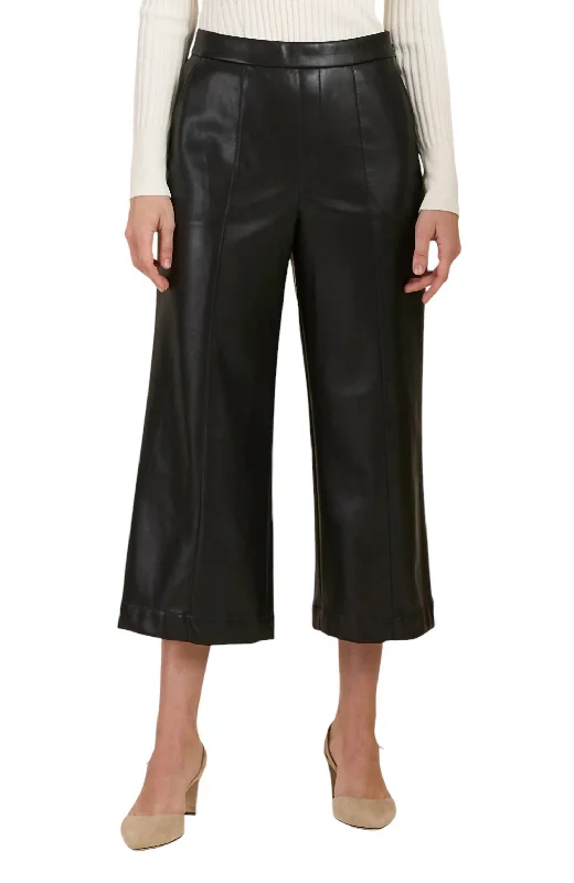 pants for picnics -Payton Vegan Leather Cropped Pant In Black