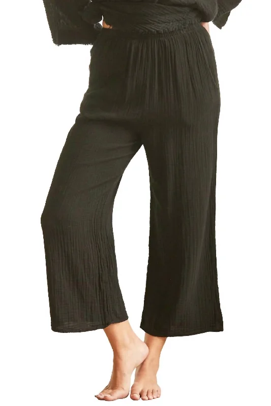 twill pants sturdy -Pines Wide Leg Pant In Black