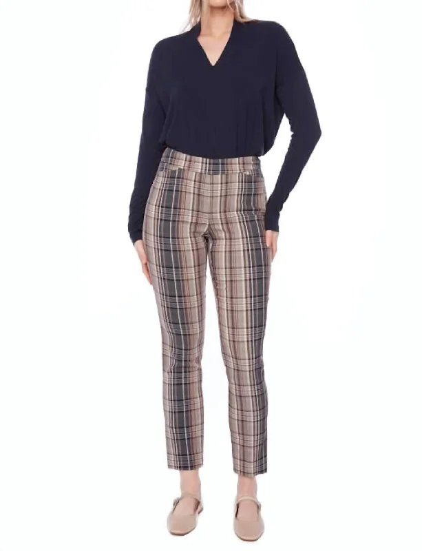 pants for balls -Plaid Brown Pants In Multi