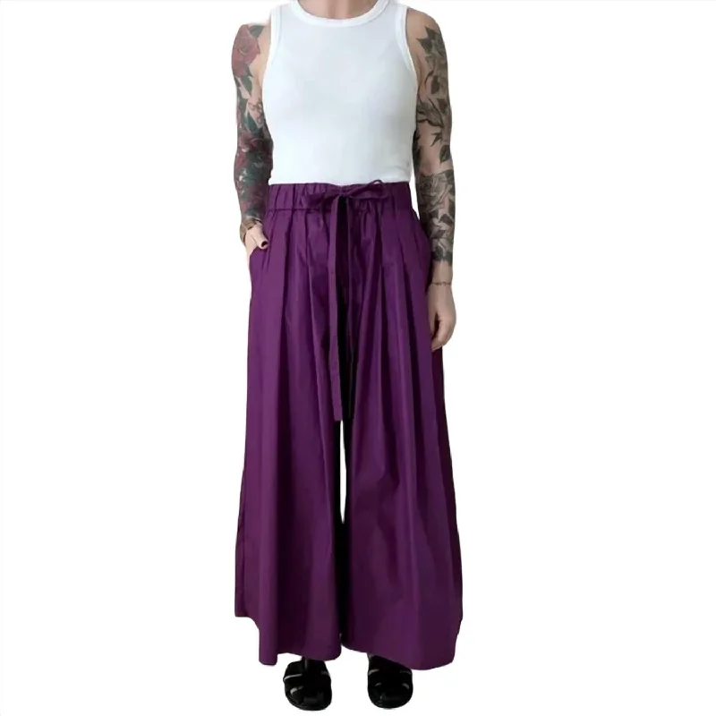 pants for comfy -Poplin Wide-Leg Pant In Violet Multi