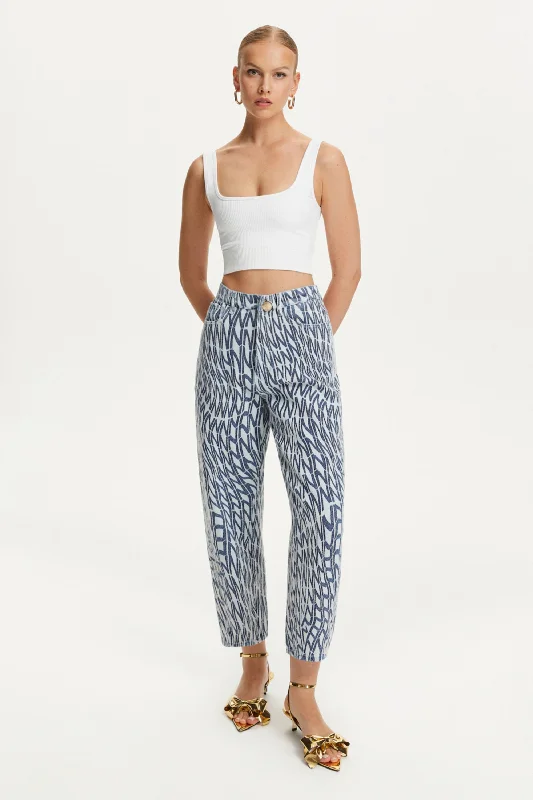 heathered pants subtle -Printed Mom Jeans