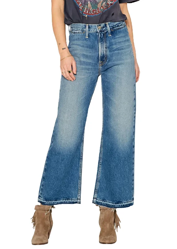 pants for thick -Queen High Rise Crop Wide Leg Jeans In Tahoe