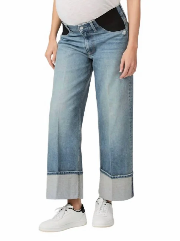 wide-leg pants casual -Sasha Ankle Maternity With Wide Cuff Jeans In Story Book