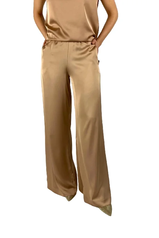 pants for fairs -Satin Look Pants In Copper