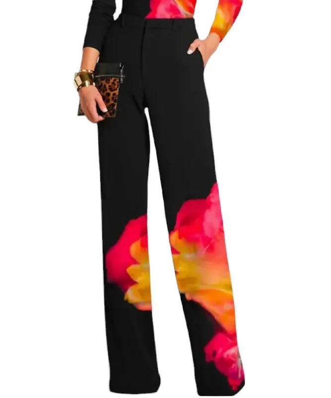 pants for escapes -Scarlett High Waisted Color Printed Pants In Black