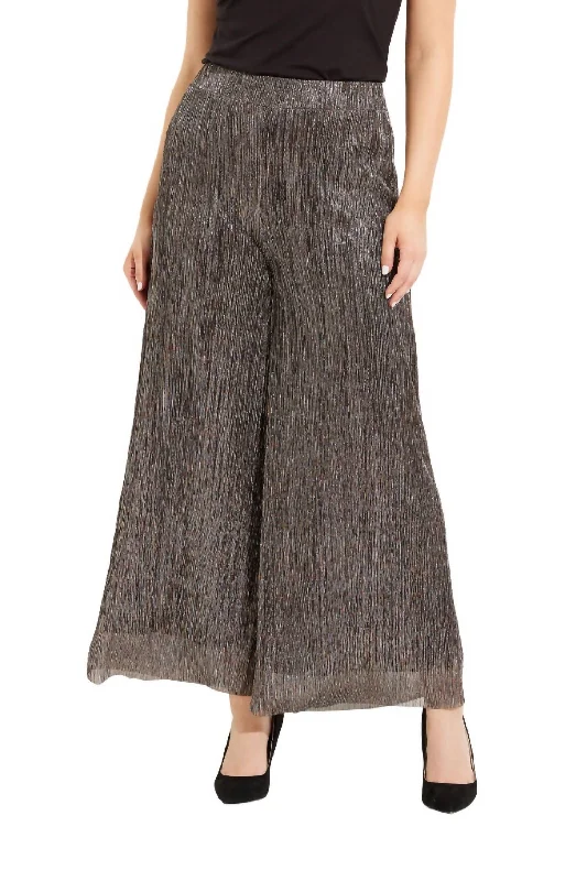 low-rise pants bold -Shimmer Novelty Culotte Pant In Black/gold