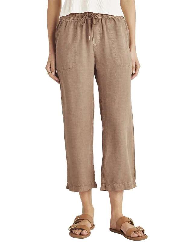 burnt orange pants fall -Splendid Angie Crop Linen-Blend Wide Leg Pant