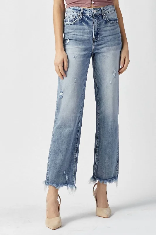 pants for wind -Stacey Hi Rise Straight Jeans In Blue