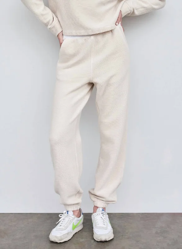 petite pants fitted -Stateside Rib Sweatpant In Cream