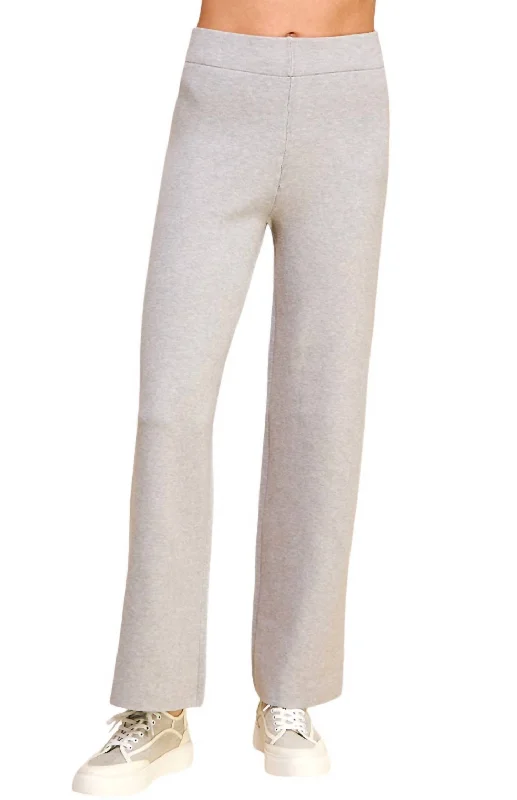 pants with rips -Straight Leg Sweater Pants In Heather Grey