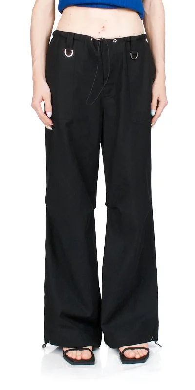 khaki pants earthy -Streetwise Parachute Pants In Black