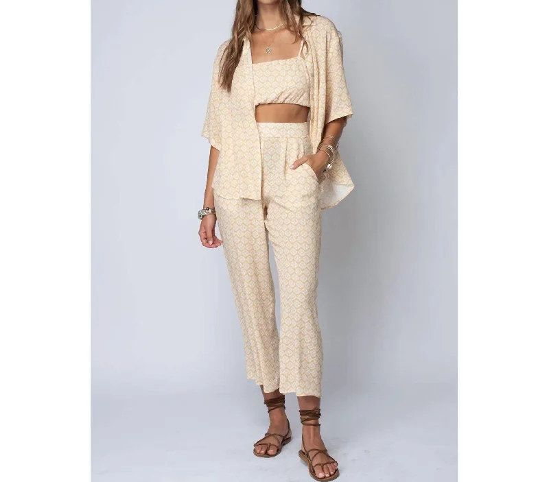 athleisure pants versatile -Sunset Wide Leg Crop Pant In Stay Golden