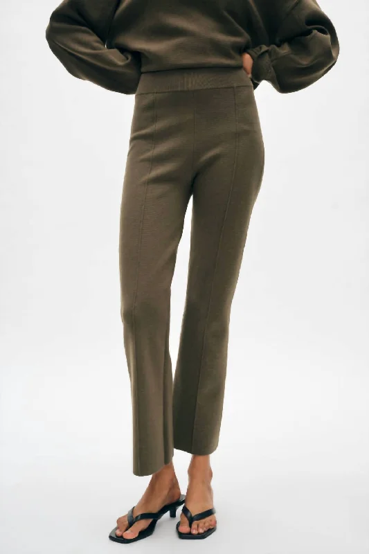 pants for balance -Superfine Organic Cotton Kick Flare Pant In Dark Sage