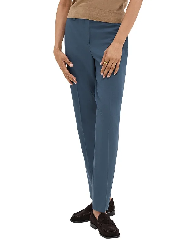 high-rise pants flattering -Theory Treeca Full-Length Wool-Blend Pant