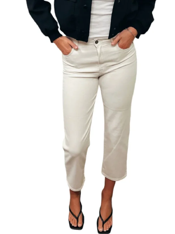 pants for creativity -Tracey High Rise Cropped Straight Pants In Ivory