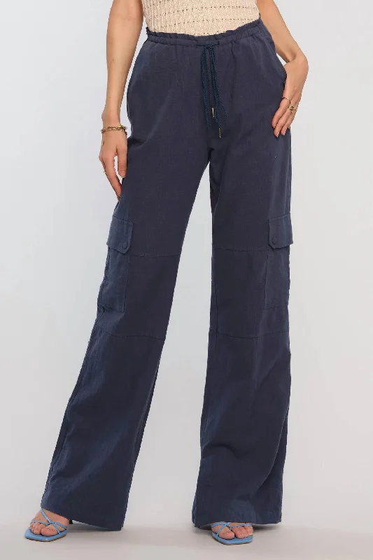 yoga class pants -Valentina Wide Leg Pants In Indigo