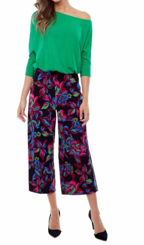 black dress pants sharp -Wide Crop Pant In Ibiza Print