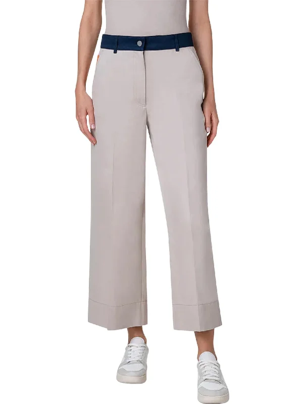 pants for goals -Wide Leg Crop Pants In Beige/navy/orange