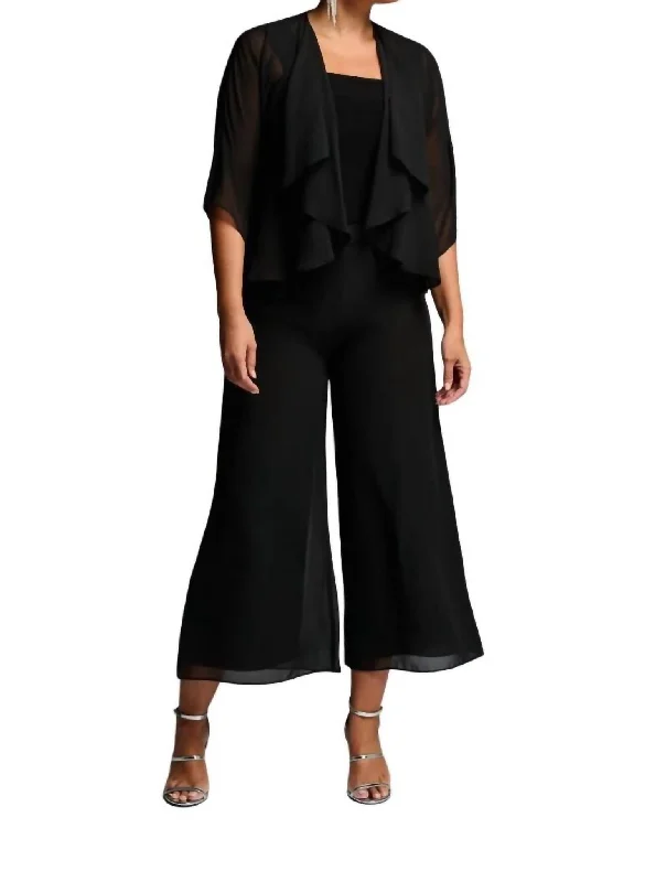 pants for courage -Wide Leg Flowy Pant In Black