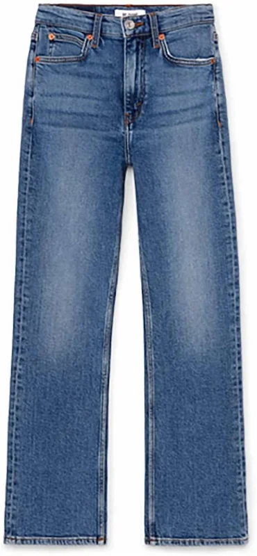 pants for theater -Women Mid 70S Crop Boot Cut Jeans In Blue