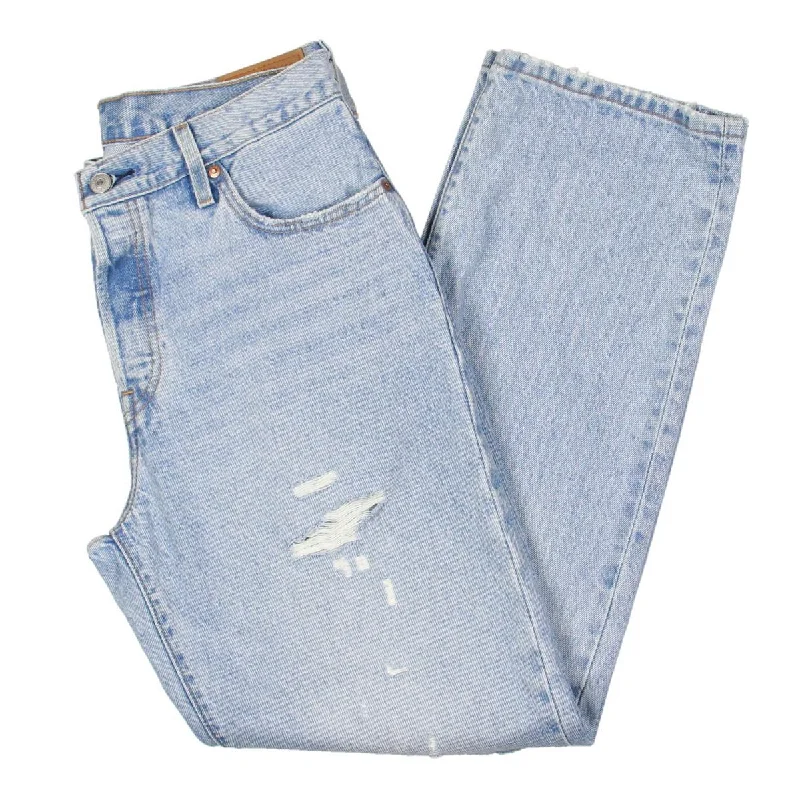 pants for creativity -Womens Denim Distressed Straight Leg Jeans