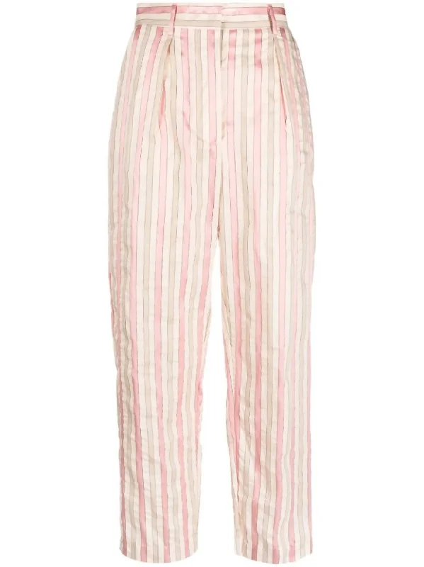 office pants sharp -Women's Viscose Cotton Popline Stripe Pants In Rose