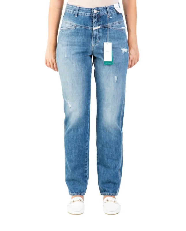 back pocket pants basic -X-Pose High Waist Jeans In Mid Blue